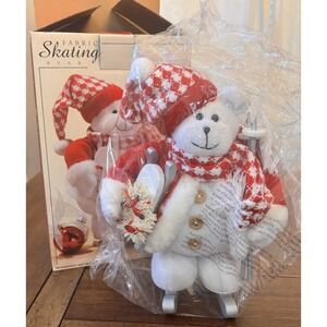 Vintage Costco "Fabric Skating Bear" Winter Polar Bear Standing Figure 12"